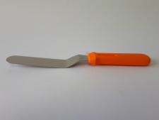 Шпатель кондитерский металлический изогнутый с цветной ручкой L 27 cm.,без ручки L 15 cm