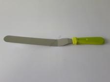 Шпатель кондитерский металлический изогнутый с цветной ручкой L 37 cm.,без ручки L 25 cm.